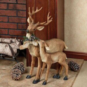 Vintage Cracker Barrel Christmas Daddy and Baby Reindeer Like New